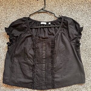 Aritzia Black Ruffled Blouse
